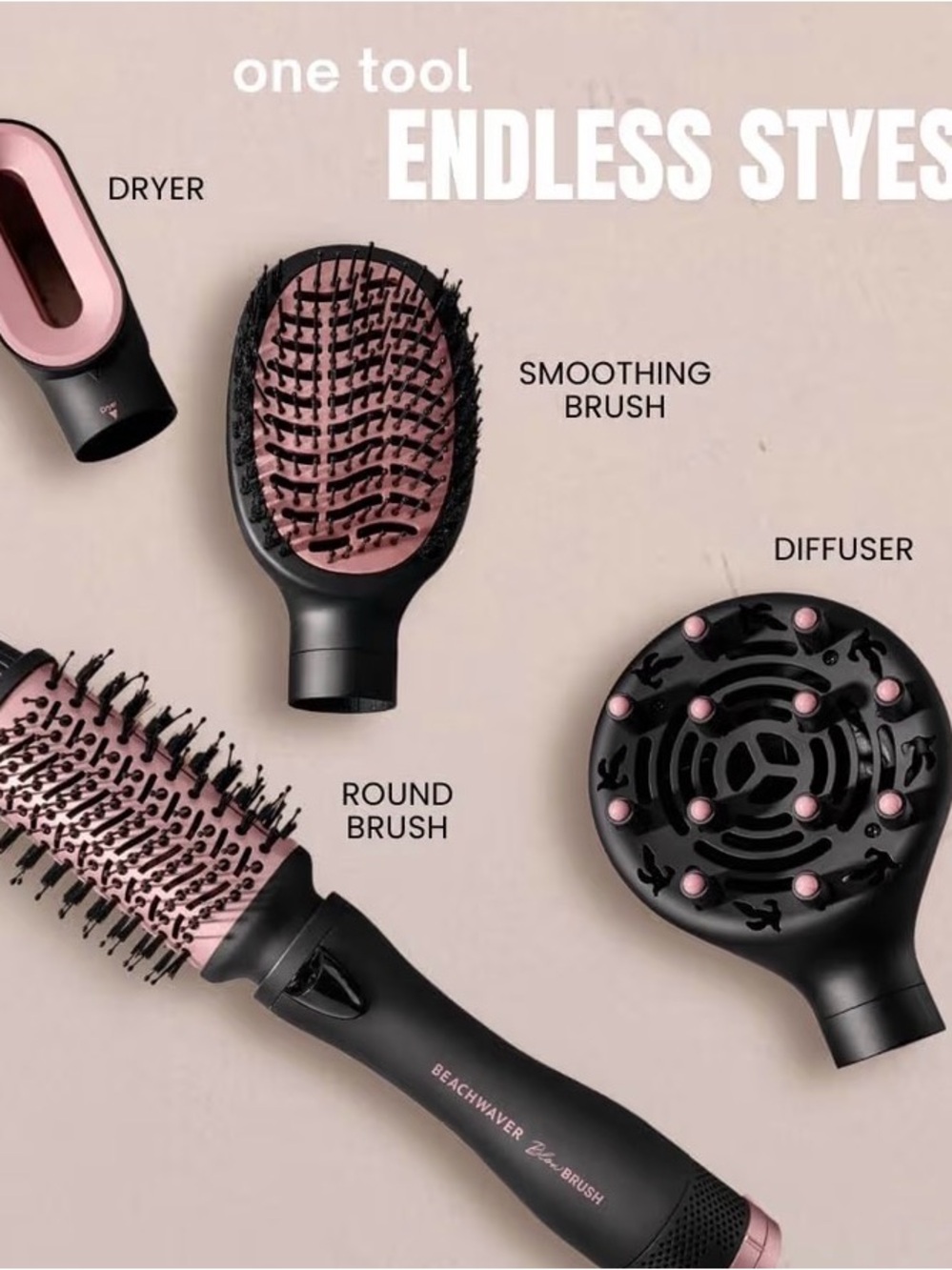 The Beachwaver Co. 4-Piece Styling Brush Set - Black with Rose Gold - Picture 7 of 10